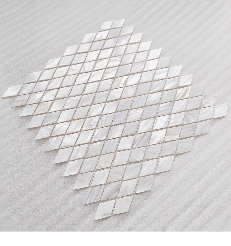 White Diamond Mother of Pearl Mosaic Tile for Bathroom Kitchen and Shower Wall Tile