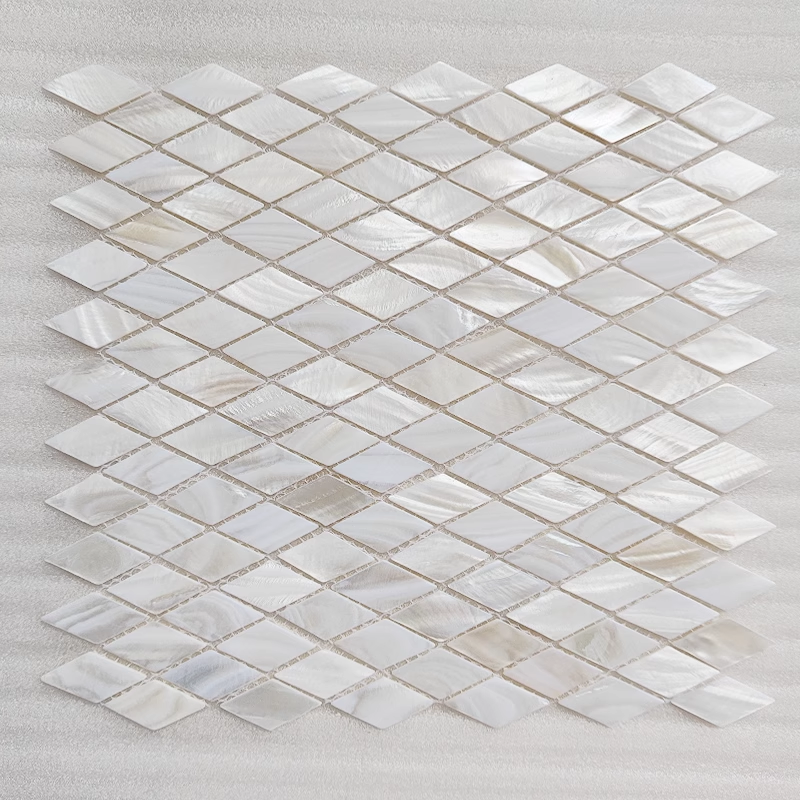 White Diamond Mother of Pearl Mosaic Tile for Bathroom Kitchen and Shower Wall Tile