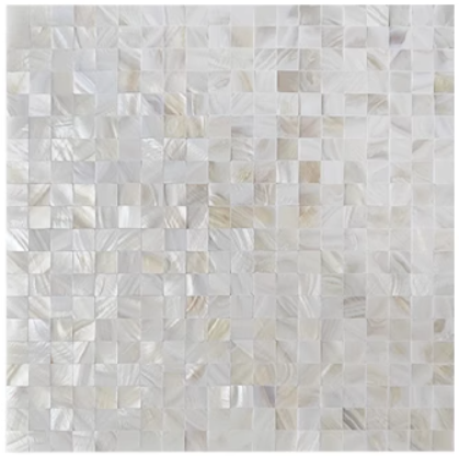 0.59" X 0.59"(15mm X 15mm) White Square Seamless Mother of Pearl Mosaic Tile for Bathroom Kitchen and Shower Wall Tile