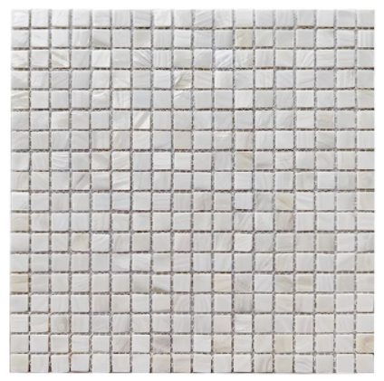 0.59" X 0.59"(15mm X 15mm) White Square Mother of Pearl Mosaic Tile for Bathroom Kitchen and Shower Wall Tile