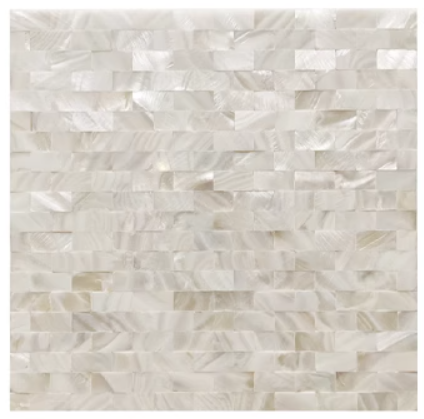 White Brick Groutless Mother of Pearl Mosaic Tile for Bathroom Kitchen and Shower Wall Tile
