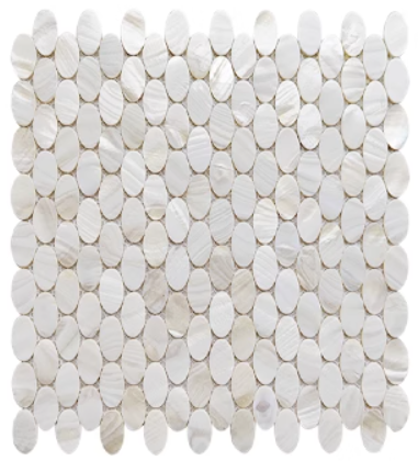 White Oval Mother of Pearl Mosaic Tile for Bathroom Kitchen and Shower Wall Tile