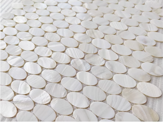 White Oval Mother of Pearl Mosaic Tile for Bathroom Kitchen and Shower Wall Tile