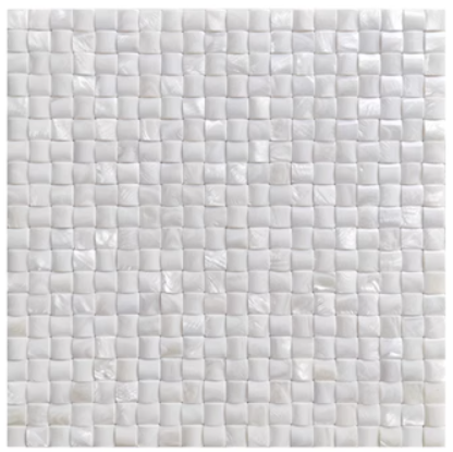 0.59" X 0.59"(15mm X 15mm) White Square Convex Seamless Mother of Pearl Seashell Tile for Bathroom Kitchen and Shower Wall Tile