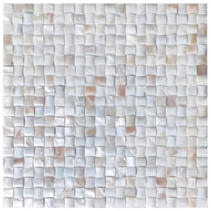 0.59" X 0.59"(15mm X 15mm) Natural Square Convex Seamless Mother of Pearl Seashell Tile for Bathroom Kitchen and Shower Wall Tile