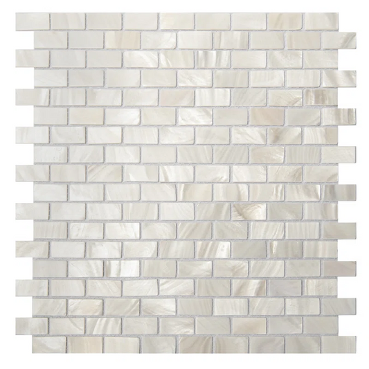 White Brick Mother of Pearl Mosaic Tile for Bathroom Kitchen and Shower Wall Tile