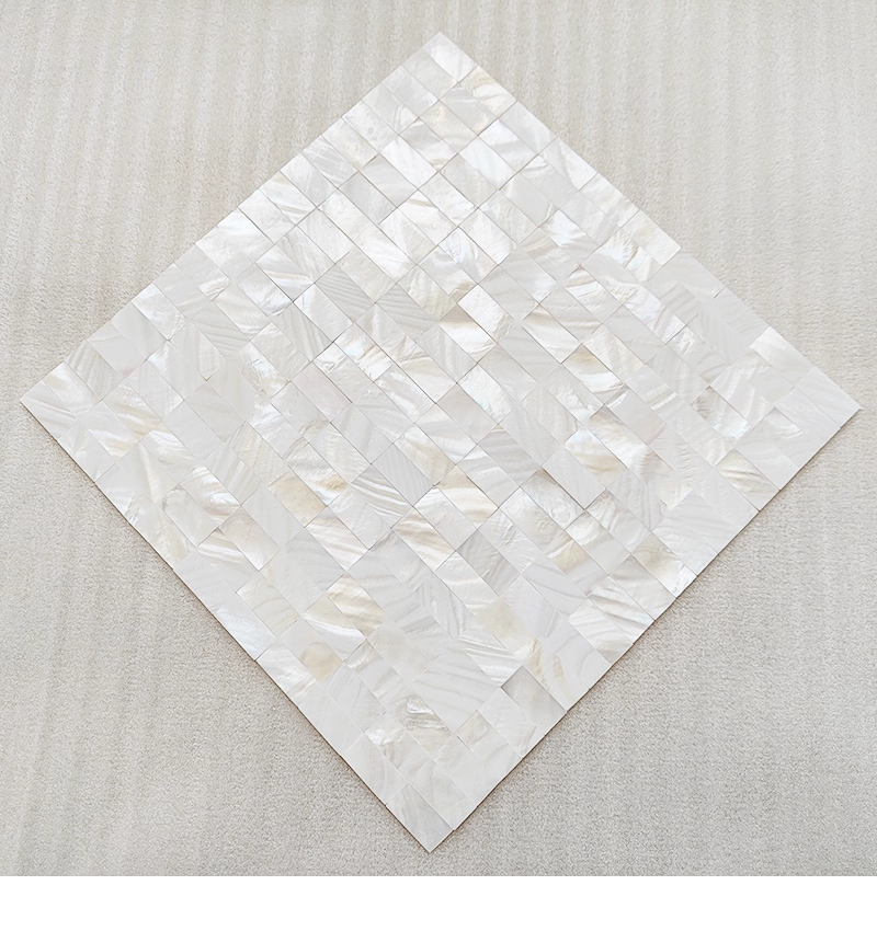 White Rectangular Seamless Mother of Pearl Mosaci Tile for Bathroom Kitchen Shower Wall Tile