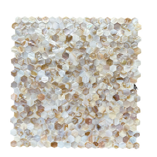 0.59"(15mm) Diameter Dapple Hexagon Seamless Mother of Pearl Mosaic Tile for Bathroom Kitchen and Shower