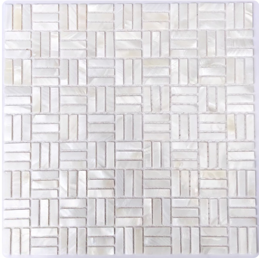 White Mini Rectangular Mother of Pearl Mosaic Tile for Bathroom Kitchen and Shower Wall Tile(6 Sheets)