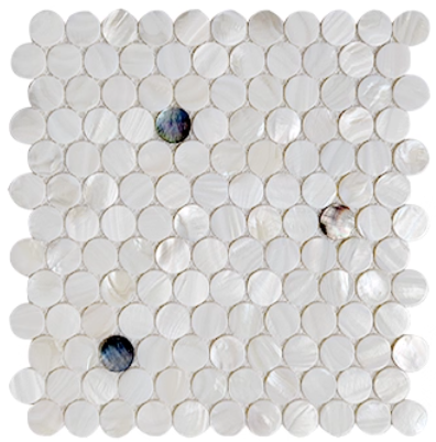 White and Midnight Circle Mother of Pearl Mosaic Tile for Bathoom Kitchen and Shower Wall Tile