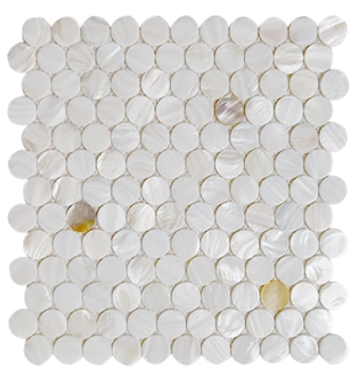 White and Yellow Circle Mother of Pearl Mosaic Tile for Bathroom Kitchen and Shower Wall Tile