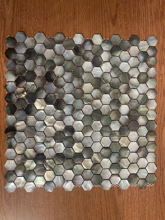 Black Hexagon Mother of Pearl Seashell Mosaic Tile for Bathroom Kitchen and Shower Wall Tile