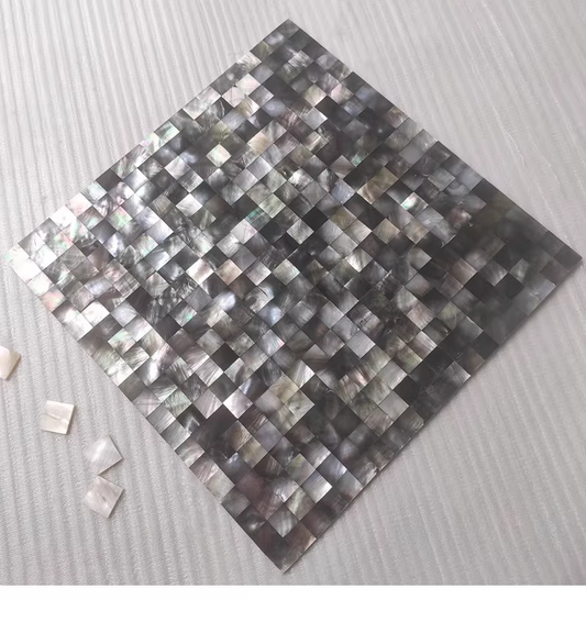 0.59‘’ X 0.59”(15mm X 15mm) Black Square Seamless Mother of Pearl Mosaic Seashell Tile for Bathroom Kitchen and Shower Wall Tile