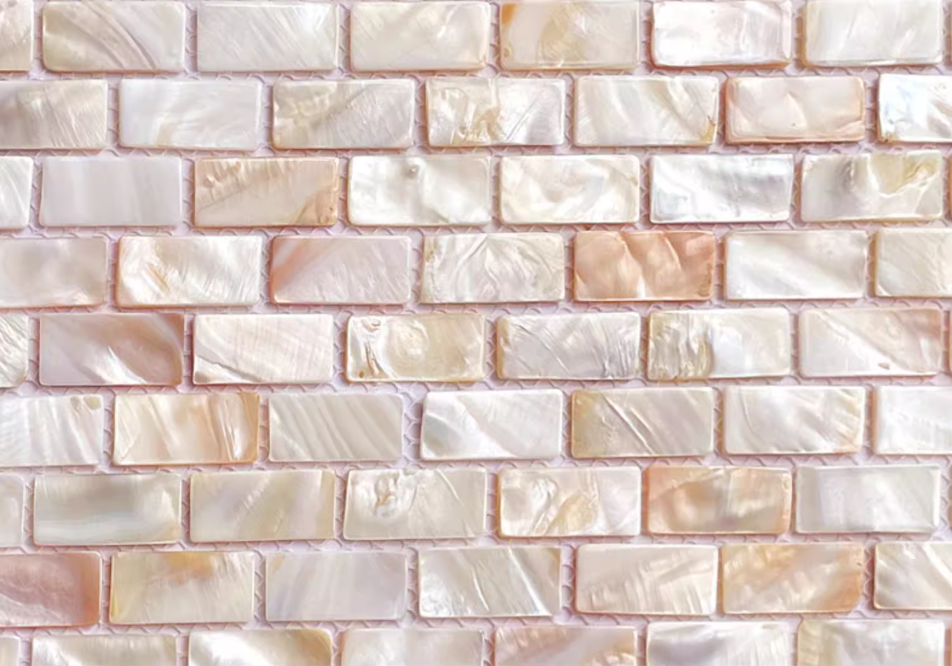 Pink Brick Mother of Pearl Mosaic Tile for Bathroom Kitchen and Shower Wall Tile
