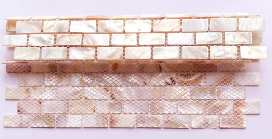 Pink Brick Mother of Pearl Mosaic Tile for Bathroom Kitchen and Shower Wall Tile