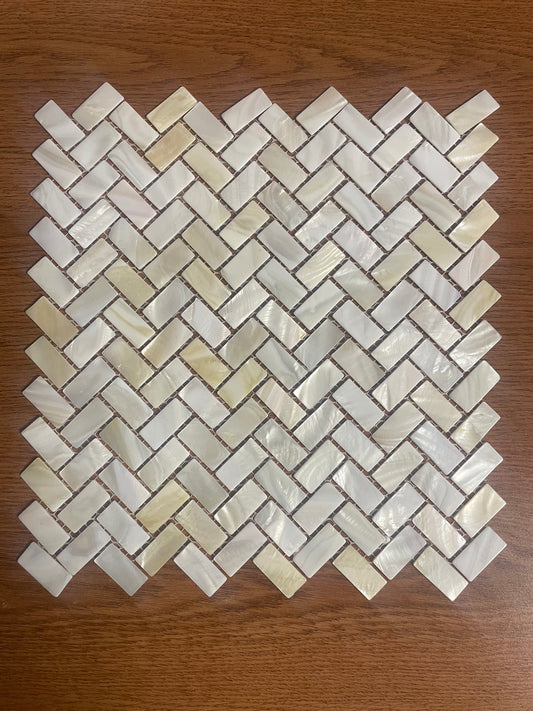 Natural Herringbone Mother of Pearl Mosaic Tile for Bathroom Kitchen and Shower Wall Tile
