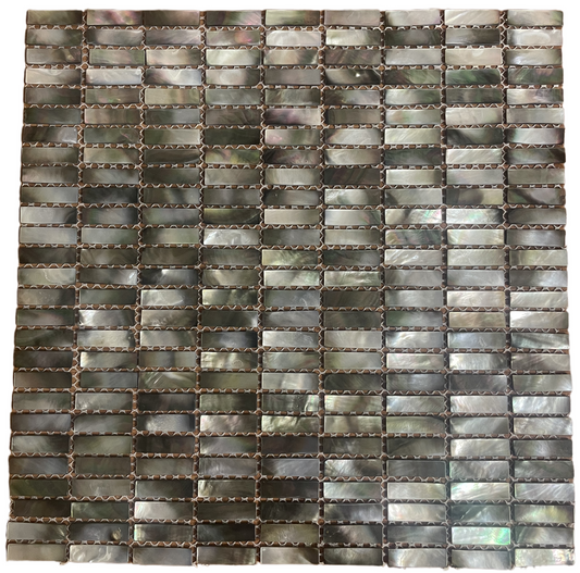 Black Mini Rectangular Mother of Pearl Mosaic Tile for Bathroom Kitchen and Shower Wall Tile(6 Sheets)