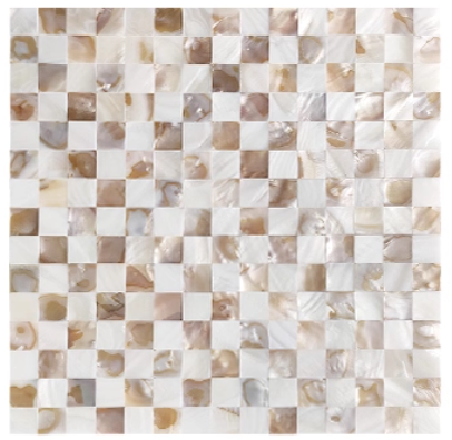 Blended White and Iridescent Seamless Square Mother of Pearl Mosaic Tile for Bathroom Kitchen and Shower Wall Tile
