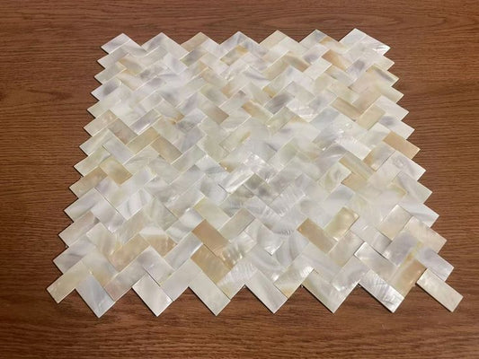 Handmade Serene Seamless Herringbone Mother of Pearl Mosaic Tile For Bathroom Kitchen Wall Shower Spa
