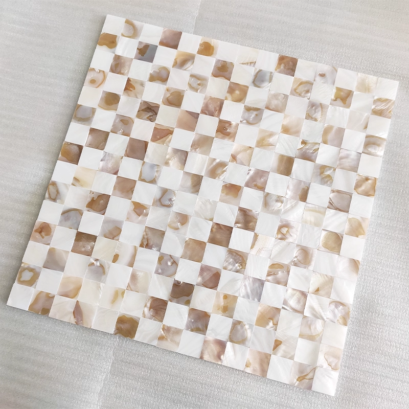 Blended White and Iridescent Seamless Square Mother of Pearl Mosaic Tile for Bathroom Kitchen and Shower Wall Tile